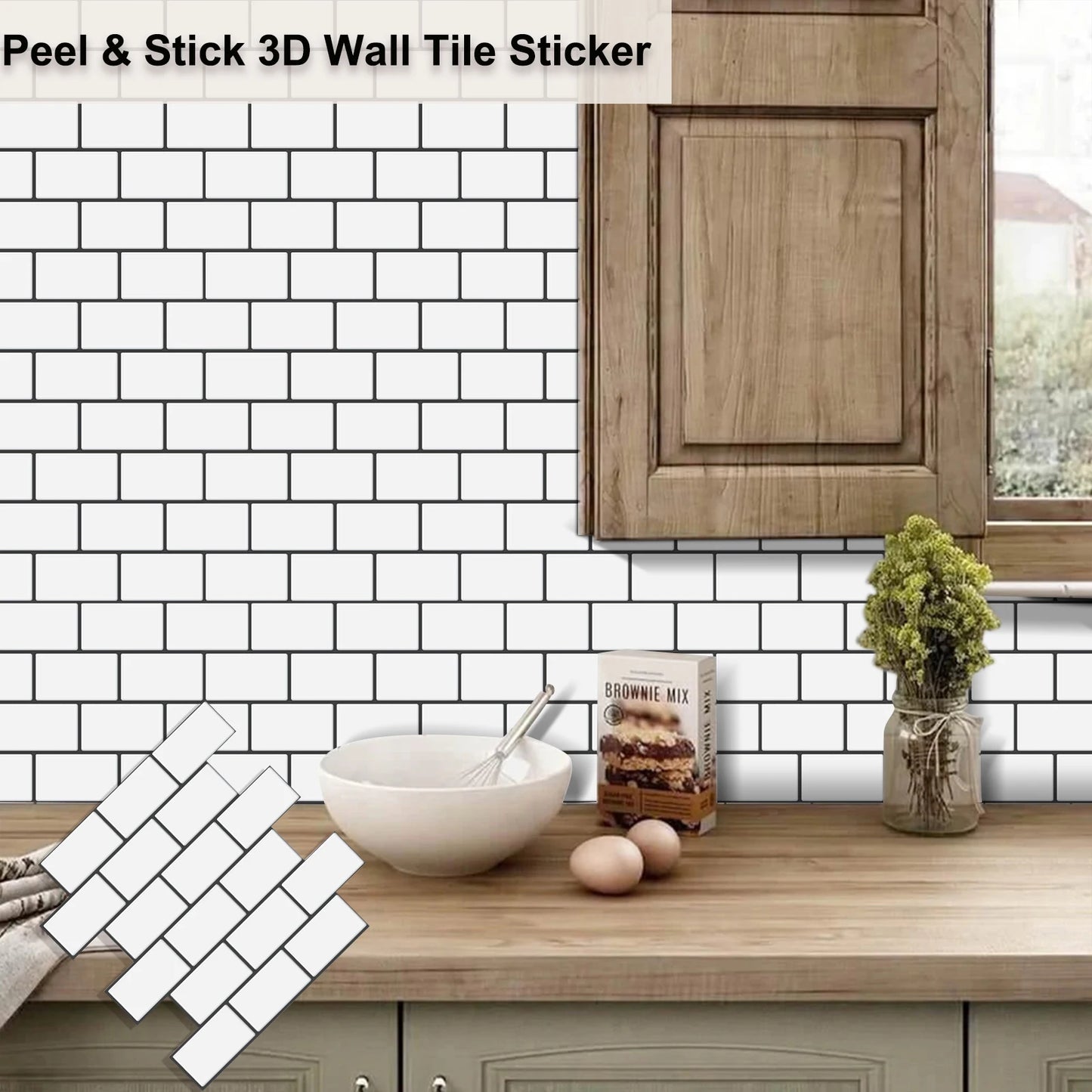 Subway Wall Stickers Peel and Stick 3d Brick Vinyl Wallpaper Bathroom Kitchen Backsplash Wall Decals 10 Sheets