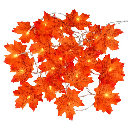 2M 10LED Artificial Autumn Maple Leaves Garland Led Fairy Lights for Christmas Decoration Thanksgiving Party DIY Decor Halloween