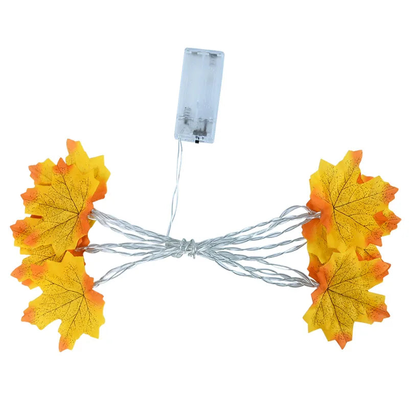 2M 10LED Artificial Autumn Maple Leaves Garland Led Fairy Lights for Christmas Decoration Thanksgiving Party DIY Decor Halloween