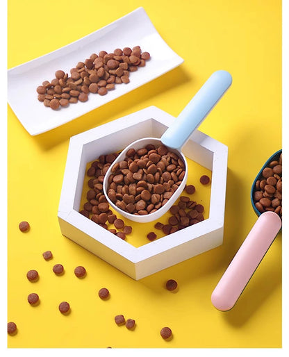 Cat Food Dog Food Spoon Pet Food Long Handle Cat Feeding Spoon Cat Feeding Spoon with Sealing Clip Measuring Spoon Cat Supplies