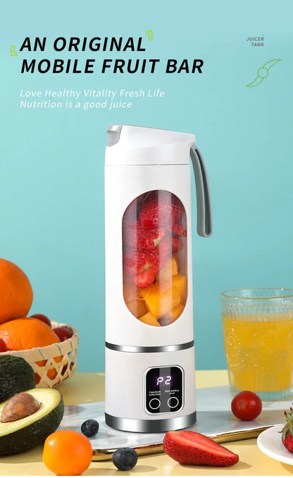 2024 New Household Charging MINI Crushed Ice Electric Juicer Powerful Motor 450ML Large Capacity Digital Display Juice Cup