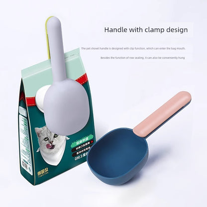 Cat Food Dog Food Spoon Pet Food Long Handle Cat Feeding Spoon Cat Feeding Spoon with Sealing Clip Measuring Spoon Cat Supplies