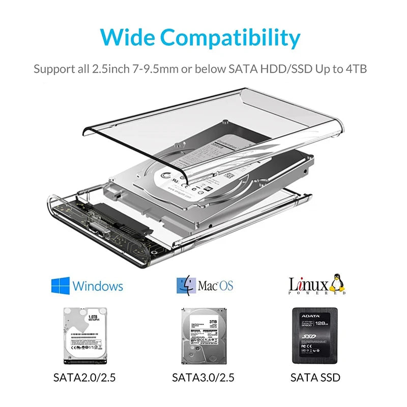 Harddisk Boxs USB 3.0 to SATA III Hard Disk Case 2.5 Inch HDD SSD Shell External Enclosure Hard Drive Disk Box External HDD Case