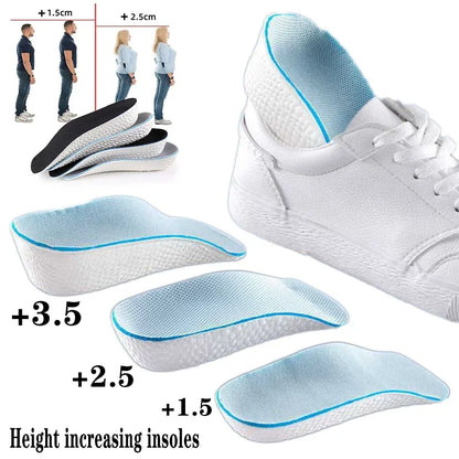 Memory Foam Height Increase Insoles for Men Women Shoes Flat Feet Arch Support Orthopedic Insoles Sneakers Heel Lift Shoe Pads