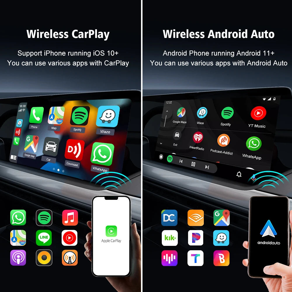 2air CarlinKit 5.0 Wireless CarPlay Wireless Android Auto Box 2.4G & 5.8Ghz WiFi BT Auto Connect Plug&Play For Wired AA CP Cars