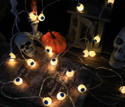 Halloween Decoration Led Light String Pumpkin Skull Head Eyeball Shaped Lamp String Trick Or Treat Lantern Horror Halloween Day