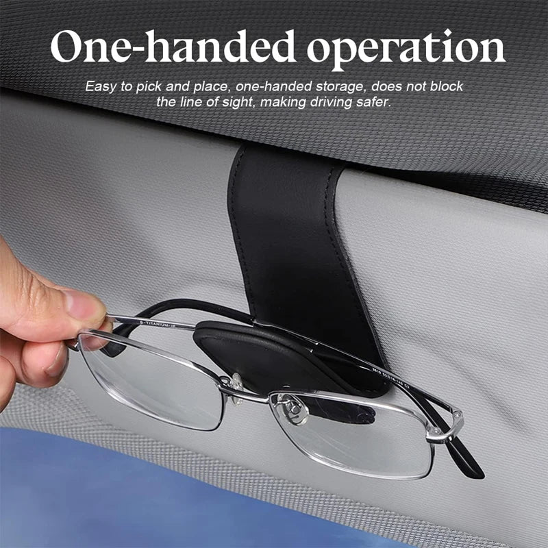 Universal Car Auto Sun Visor Eyeglass Hanger Clip Leather Glasses Holder Magnetic Multi-Function Automobile Accessories Storage