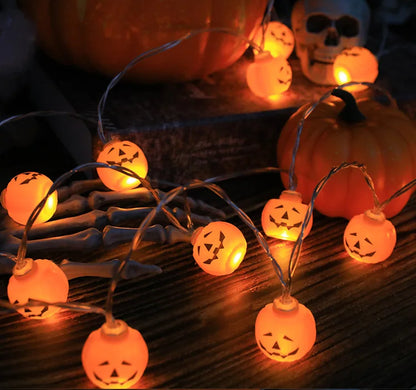 Halloween Decoration Led Light String Pumpkin Skull Head Eyeball Shaped Lamp String Trick Or Treat Lantern Horror Halloween Day