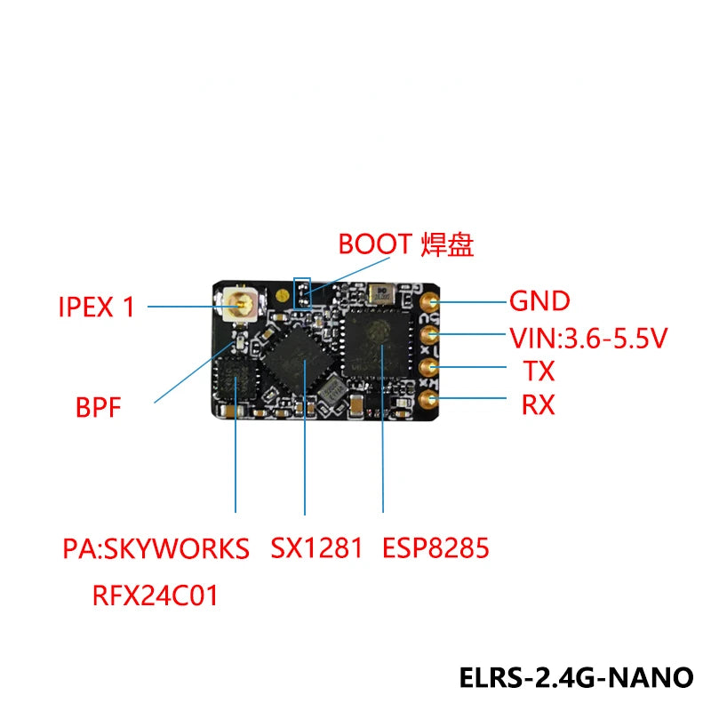 ELRS 915MHz / 2.4GHz NANO ExpressLRS Receiver With T type Antenna Support Wifi Upgrade for RC FPV Traversing Drones Parts