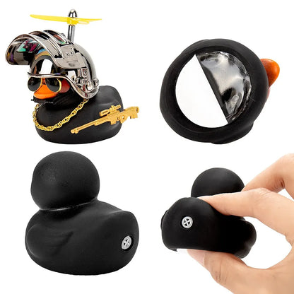 Broken Wind Rubber Duck Motor Accessories Yellow Duck with Helmet Auto Car Accessories Duck In The Car Car Interior Decoration