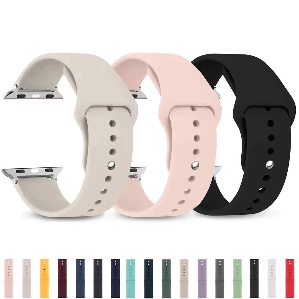 For Apple Watch band 45mm 44mm 42mm 49mm iWatch strap 40mm 41mm 38mm Silicone bracelet correa Series 9 8 7 6 5 3 4 3 SE Ultra 2