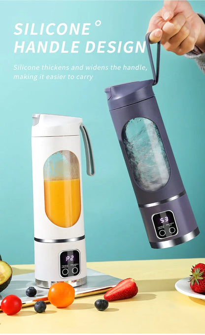 2024 New Household Charging MINI Crushed Ice Electric Juicer Powerful Motor 450ML Large Capacity Digital Display Juice Cup