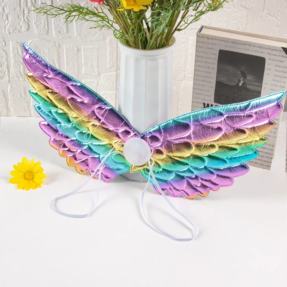 Cute Unicorn Headband with Angel Wings Rainbow Unicorn Princess Costume for Girl Birthday Party Halloween Decoration Photo Props