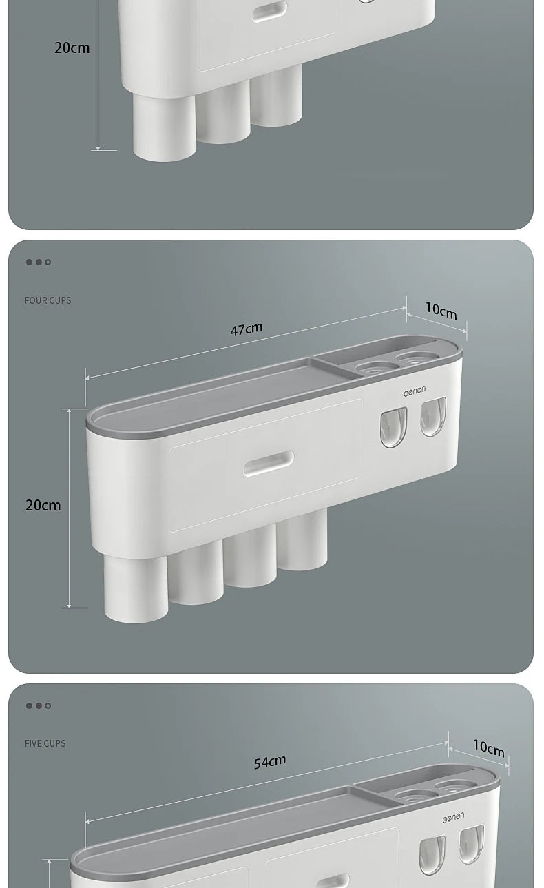 Magnetic Adsorption Inverted Toothbrush Holder Wall-mounted Double Automatic Toothpaste Dispenser Rack Bathroom Accessories