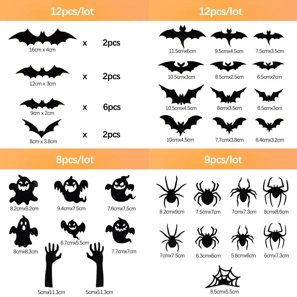 Halloween 3D Bat Wall Stickers Pvc Black Spider Ghost Sticker Halloween Horror Props Home Bedroom Bar Halloween Decoration 2024