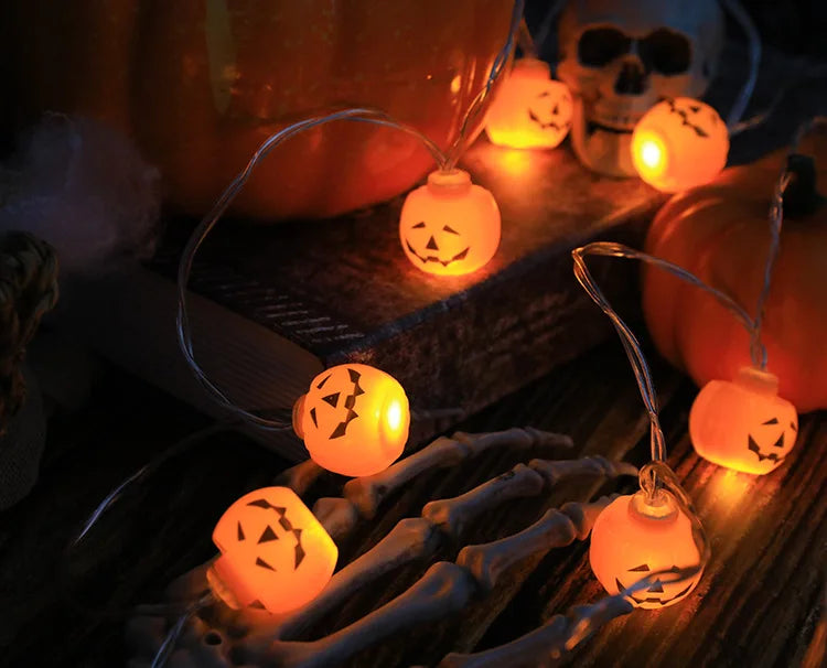 Halloween Decoration Led Light String Pumpkin Skull Head Eyeball Shaped Lamp String Trick Or Treat Lantern Horror Halloween Day