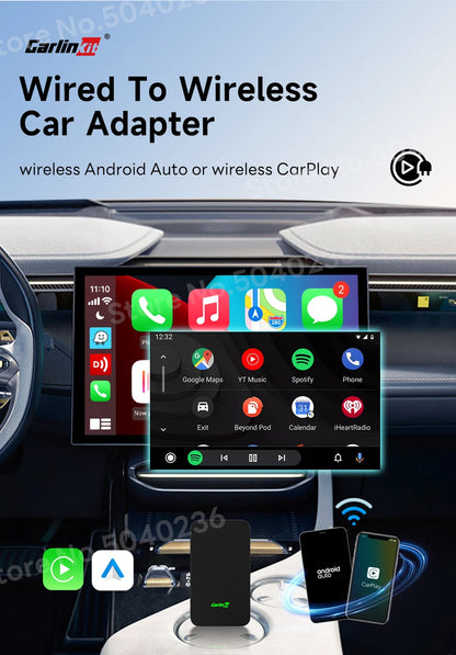 2air CarlinKit 5.0 Wireless CarPlay Wireless Android Auto Box 2.4G & 5.8Ghz WiFi BT Auto Connect Plug&Play For Wired AA CP Cars