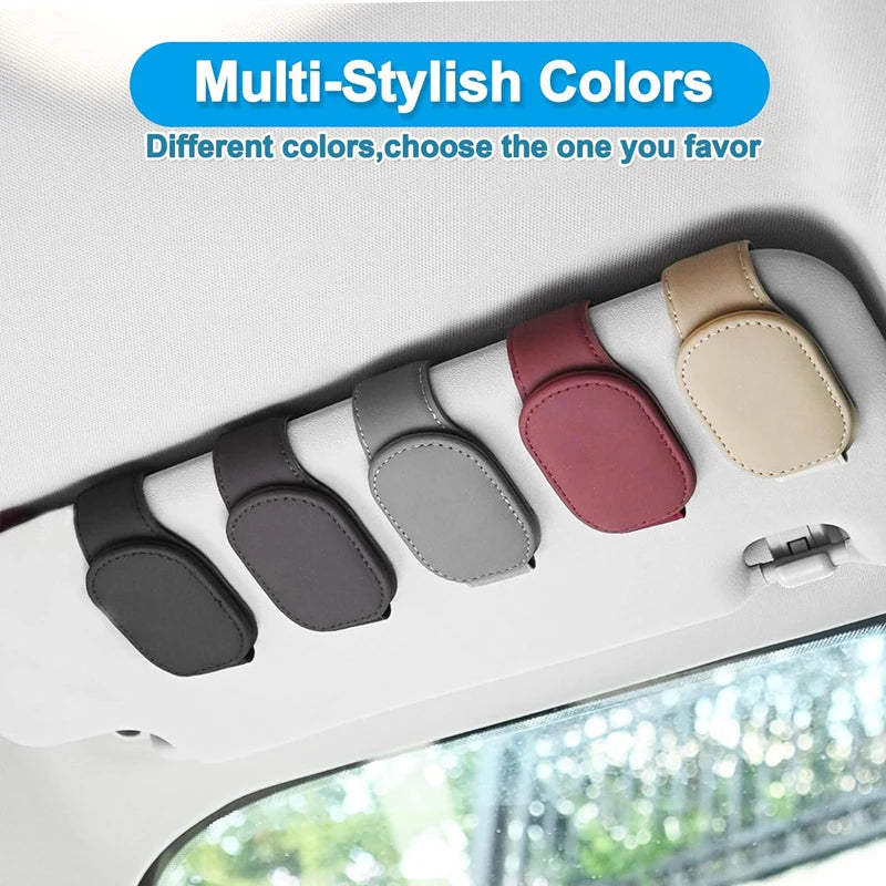 Universal Car Auto Sun Visor Eyeglass Hanger Clip Leather Glasses Holder Magnetic Multi-Function Automobile Accessories Storage