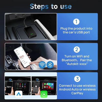 2air CarlinKit 5.0 Wireless CarPlay Wireless Android Auto Box 2.4G & 5.8Ghz WiFi BT Auto Connect Plug&Play For Wired AA CP Cars