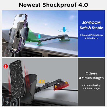 Dashboard Phone Holder for Car【360° Widest View】9in Flexible Long Arm, Universal Handsfree Auto Windshield Air Vent Phone Mount