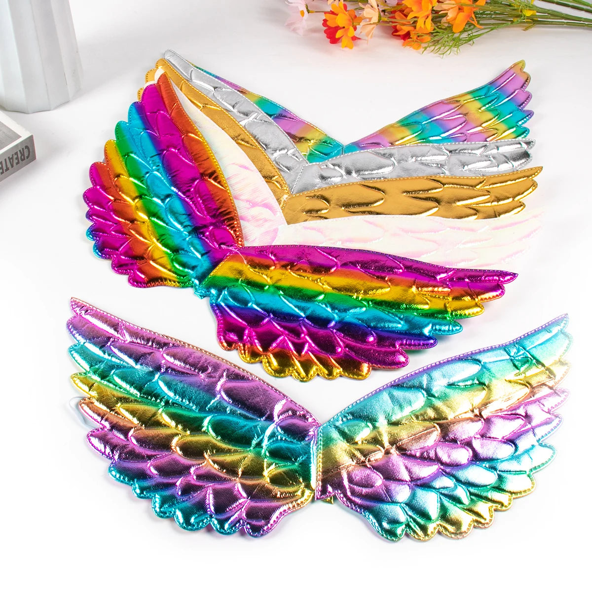 Cute Unicorn Headband with Angel Wings Rainbow Unicorn Princess Costume for Girl Birthday Party Halloween Decoration Photo Props