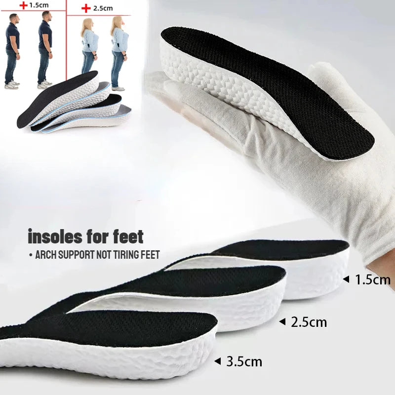 Memory Foam Height Increase Insoles for Men Women Shoes Flat Feet Arch Support Orthopedic Insoles Sneakers Heel Lift Shoe Pads