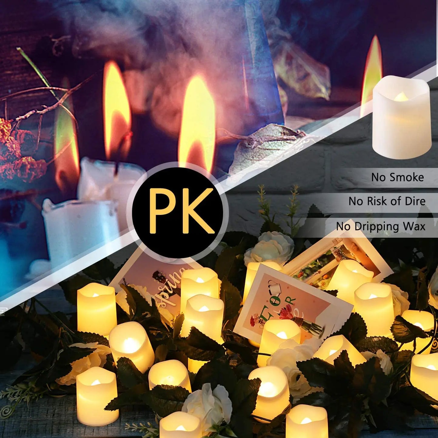 24Pcs/Set Flameless LED Candle Creative wishing Led Tea Light Warm White Flameless Candle Halloween Christmas Decor Candle Light