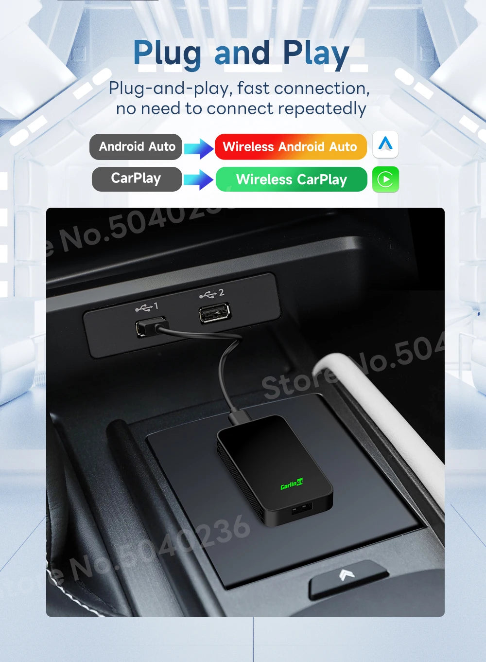 2air CarlinKit 5.0 Wireless CarPlay Wireless Android Auto Box 2.4G & 5.8Ghz WiFi BT Auto Connect Plug&Play For Wired AA CP Cars