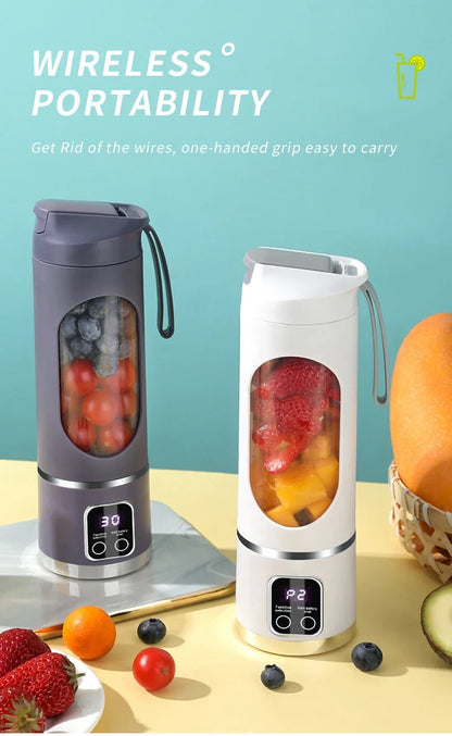 2024 New Household Charging MINI Crushed Ice Electric Juicer Powerful Motor 450ML Large Capacity Digital Display Juice Cup