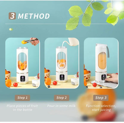 2024 New Household Charging MINI Crushed Ice Electric Juicer Powerful Motor 450ML Large Capacity Digital Display Juice Cup