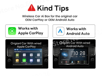 2air CarlinKit 5.0 Wireless CarPlay Wireless Android Auto Box 2.4G & 5.8Ghz WiFi BT Auto Connect Plug&Play For Wired AA CP Cars