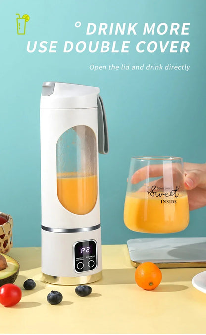 2024 New Household Charging MINI Crushed Ice Electric Juicer Powerful Motor 450ML Large Capacity Digital Display Juice Cup