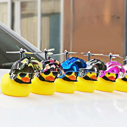 Broken Wind Rubber Duck Motor Accessories Yellow Duck with Helmet Auto Car Accessories Duck In The Car Car Interior Decoration