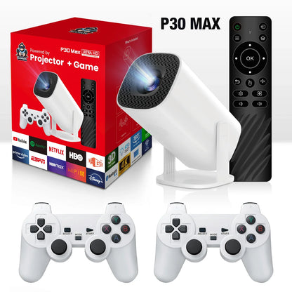 P30 MAX Projector Game Stick 64G 36000+ Video Game Console Double Wireless Controller Retro Game TV Stick Retro Classic Games